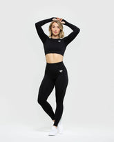 Move Seamless Long Sleeve Crop Top | Black Marl WOMEN'S BEST